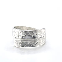 Ring - Sterling Silver - Wrap - 3/16" - Raven & Eagle - Size 6.5