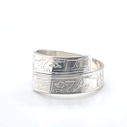 Ring - Sterling Silver - Wrap - 3/16" - Eagles - Size 7.5