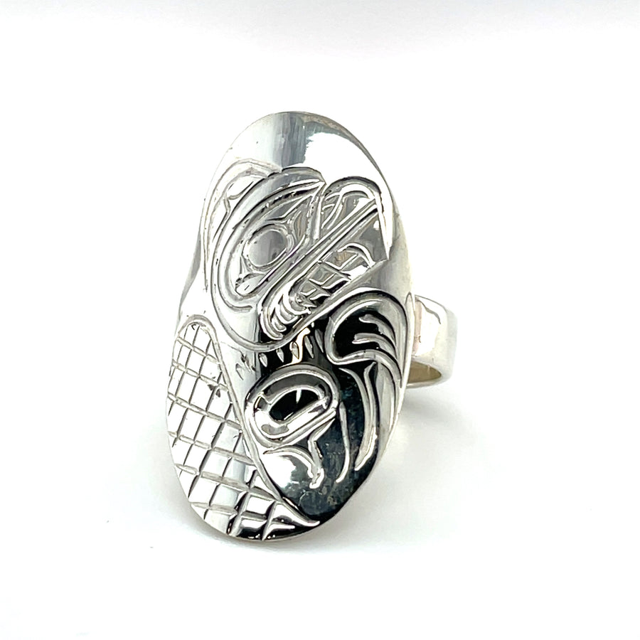 Ring - Sterling Silver - Oval - Beaver - Size 8