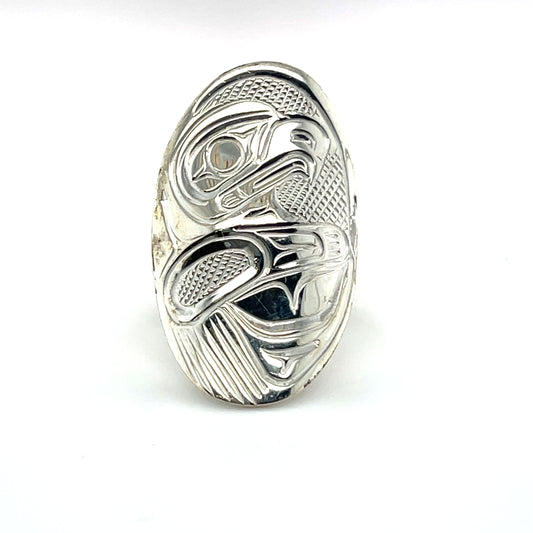 Ring - Sterling Silver - Oval - Eagle - size 6.5