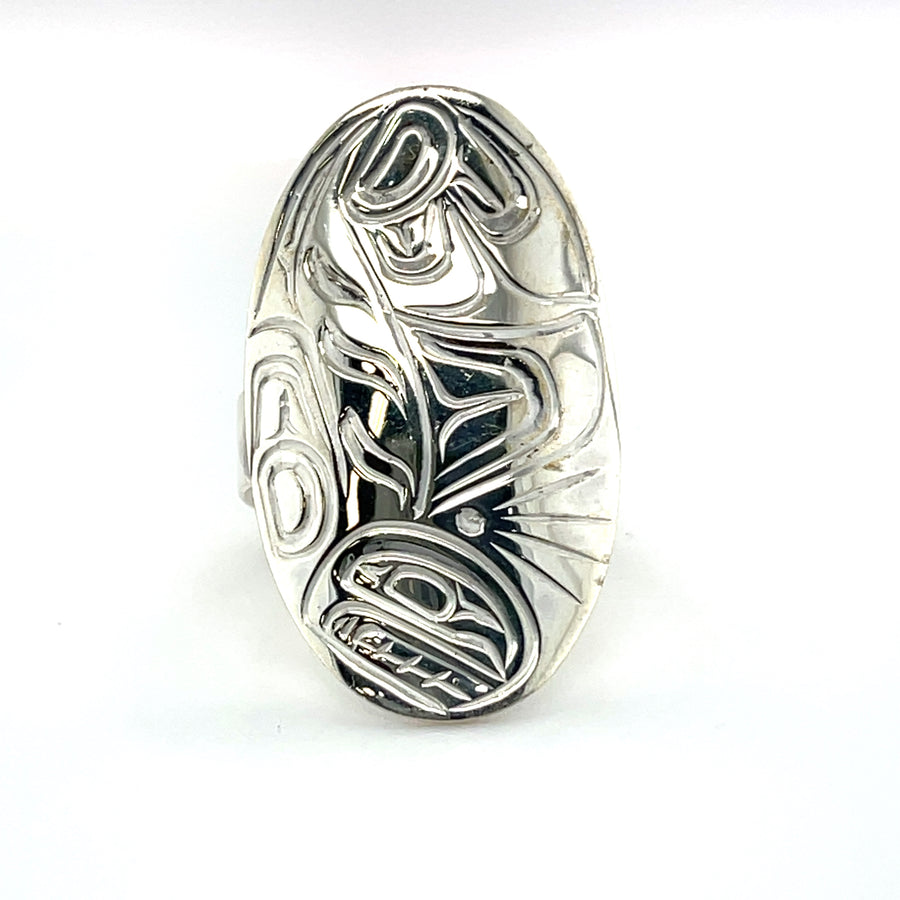 Ring - Sterling Silver - Oval - Orca - size 7.5