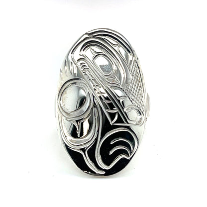 Ring - Sterling Silver - Oval - Wolf - size 9.25