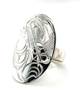 Ring - Sterling Silver - Oval - Wolf - size 9.25