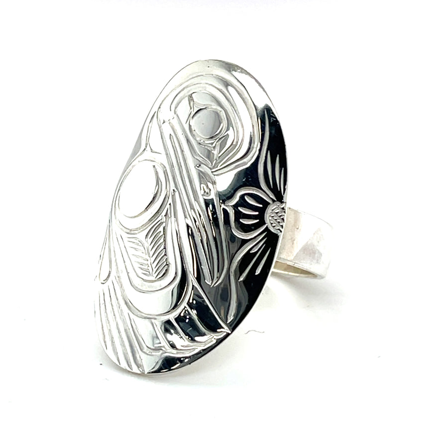 Ring - Sterling Silver - Oval - Hummingbird - size 10