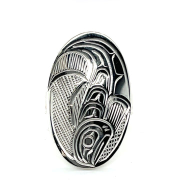 Ring - Sterling Silver - Oval - Salmon - size 10.25