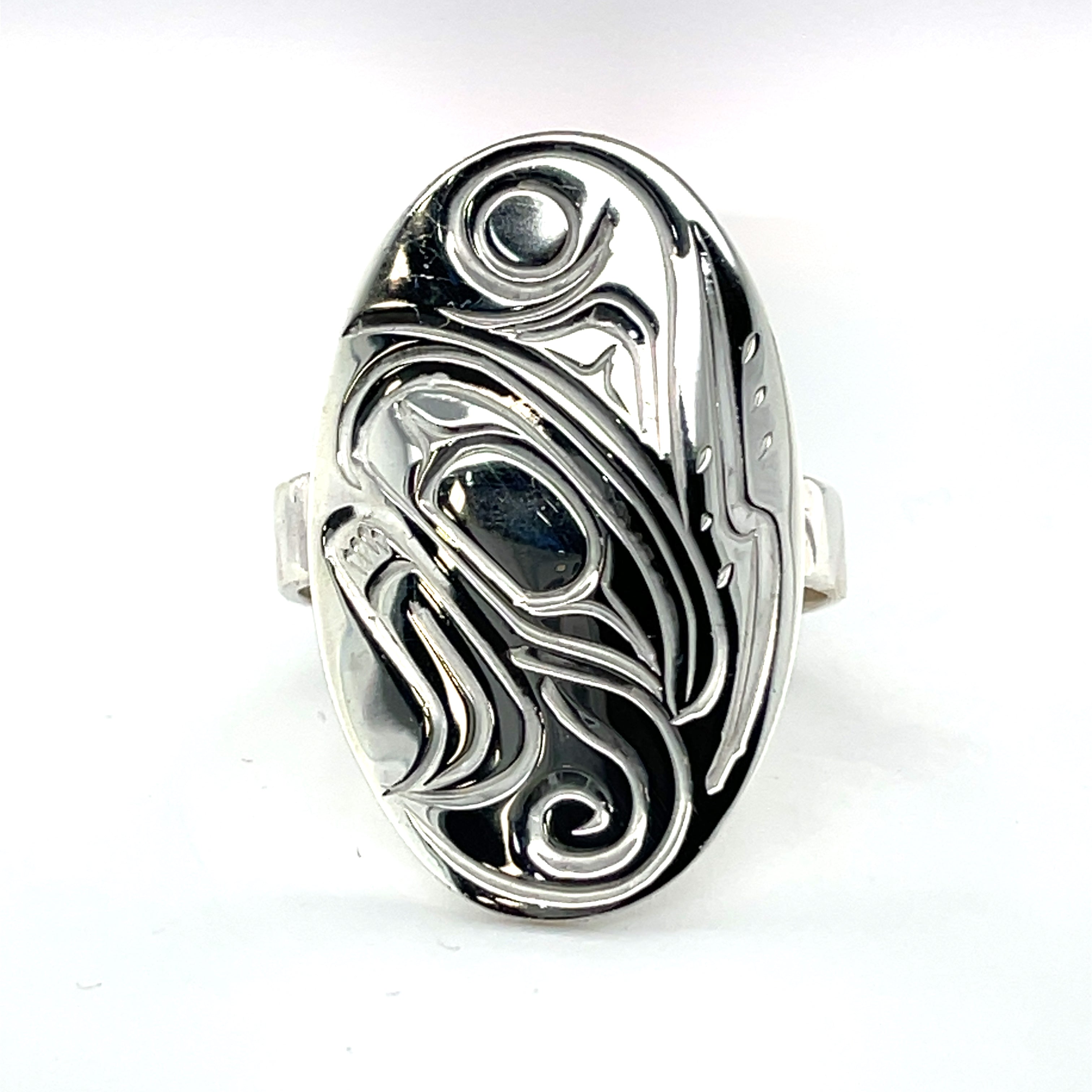 Ring - Sterling Silver - Oval - Thunderbird - size 12