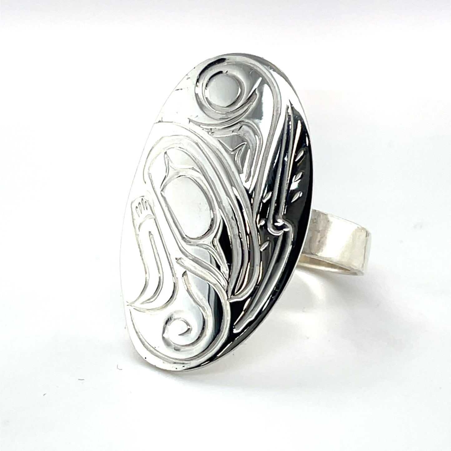Ring - Sterling Silver - Oval - Thunderbird - size 12