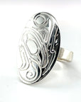 Ring - Sterling Silver - Oval - Thunderbird - size 12