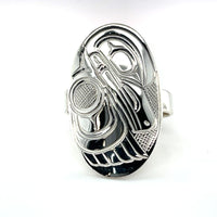 Ring - Sterling Silver - Oval - Raven - size 12.5