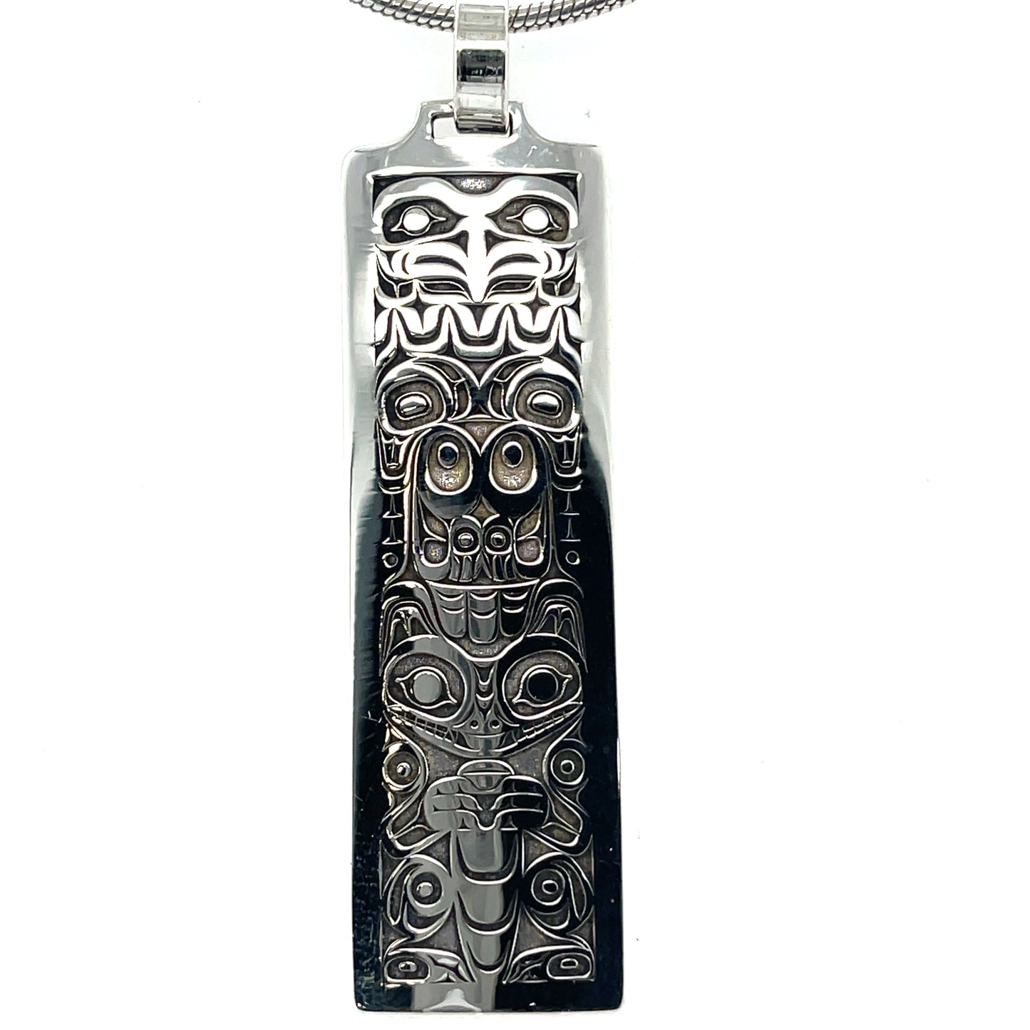 Pendant - Sterling Silver - Rectangle - Eagle & Wolf