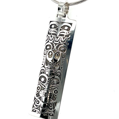 Pendant - Sterling Silver - Rectangle - Eagle & Wolf