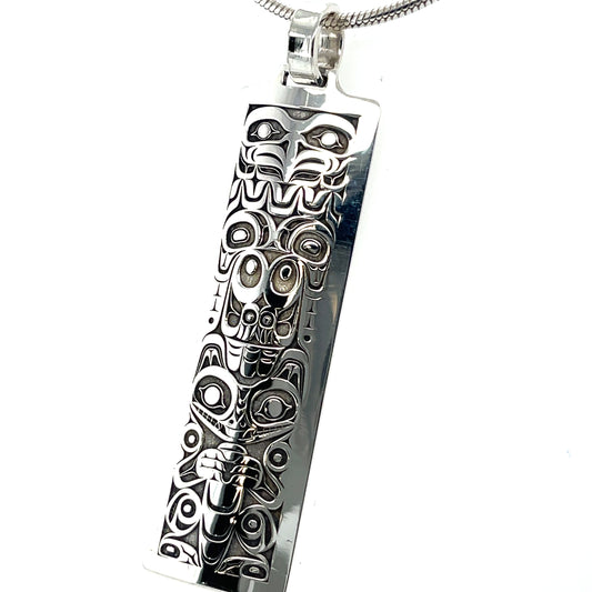 Pendant - Sterling Silver - Rectangle - Eagle & Wolf