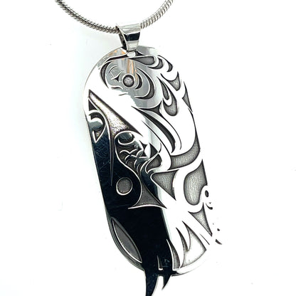 Pendant - Sterling Silver - Oval - Raven
