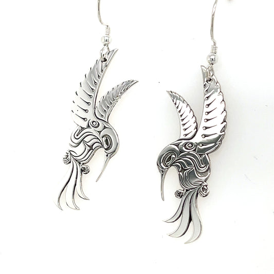 Earrings - Sterling Silver - Cutout - Hummingbird