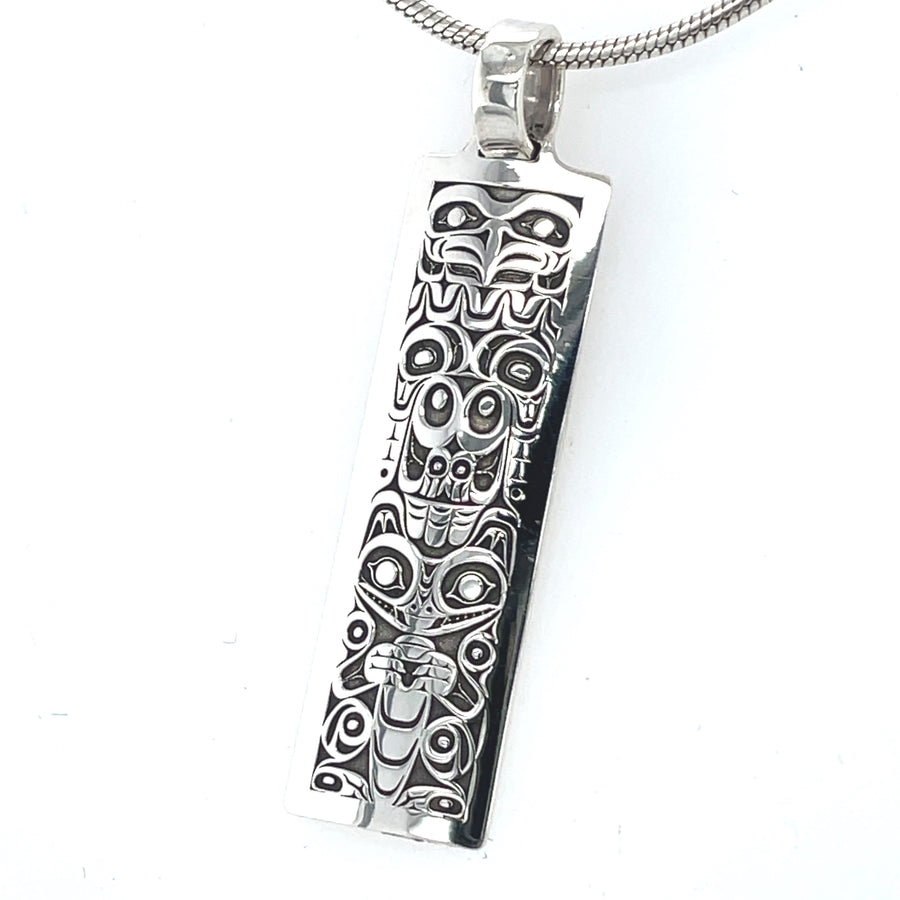 Pendant - Sterling Silver - Rectangle - Small - Eagle Wolf Totem
