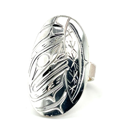 Ring - Sterling Silver - Oval - Moon - size 9.25