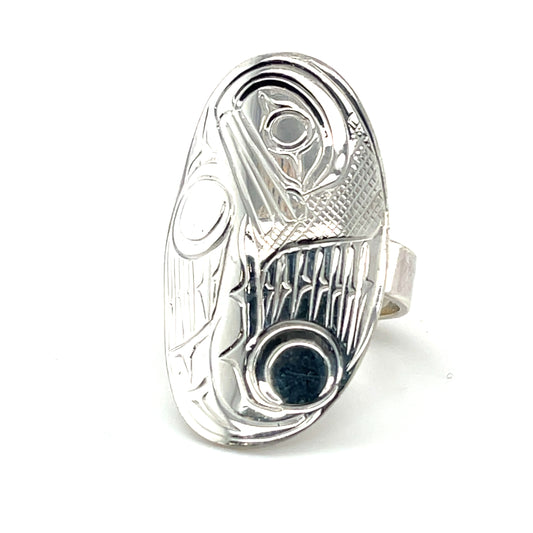 Ring - Sterling Silver - Oval - Seal - size 6.5