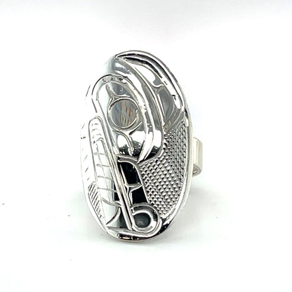 Ring - Sterling Silver - Oval - Wolf - Size 8.25