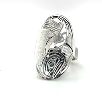 Ring - Sterling Silver - Oval - Salmon - Size 8