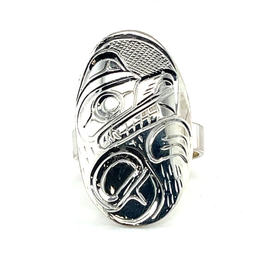 Ring - Sterling Silver - Oval - Bear - Size 10