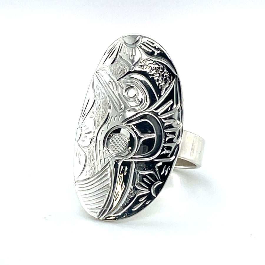 Ring - Sterling Silver - Oval - Hummingbird - Size 10.25