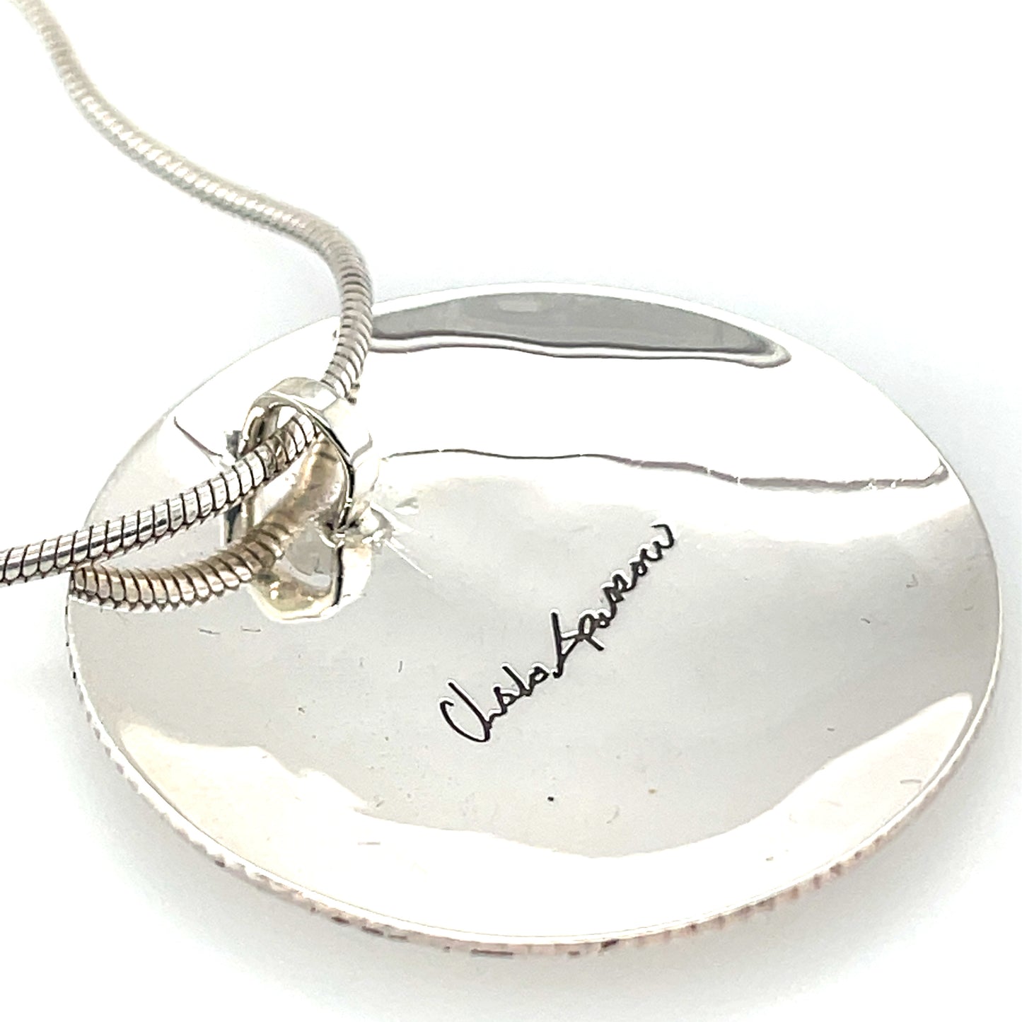 Pendant - Sterling Silver - Round  - Eagle & Salmon