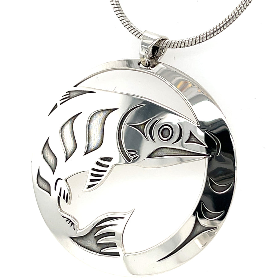 Pendant - Sterling Silver - Round  - Salmon
