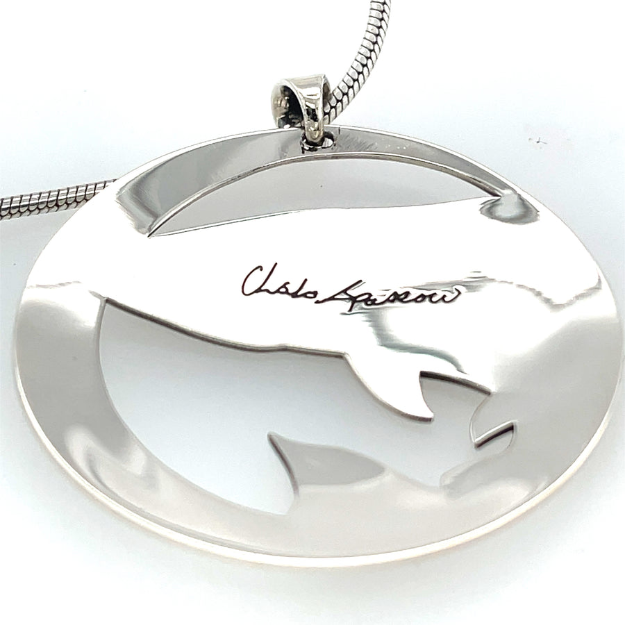 Pendant - Sterling Silver - Round  - Salmon