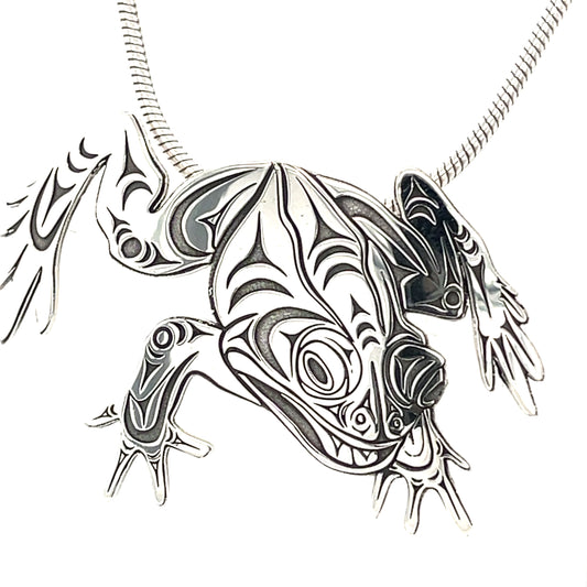 Pendant - Sterling Silver - Cutout  - Leaping Frog