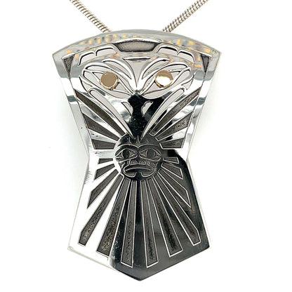 Pendant - Gold & Silver - Shield - Raven & Sun