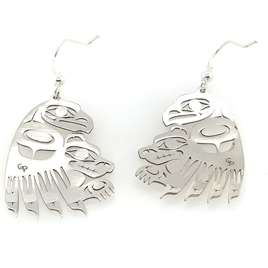 Earrings - Sterling Silver - Cutout - Eagle & Wolf