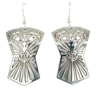 Earrings - Sterling Silver - Shield - Raven & Sun