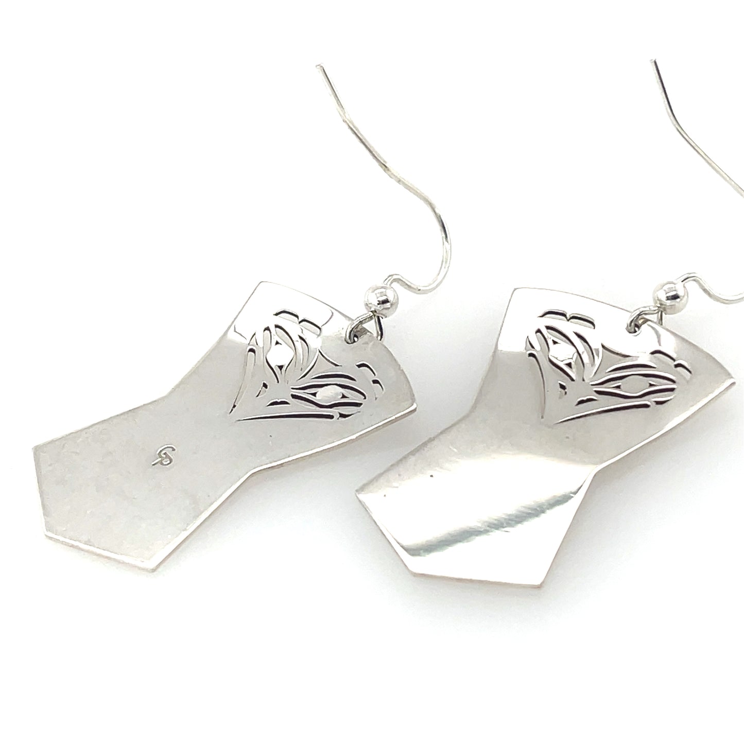 Earrings - Sterling Silver - Shield - Raven & Sun