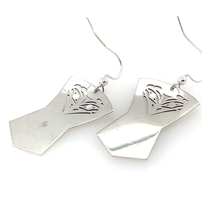 Earrings - Sterling Silver - Shield - Raven & Sun