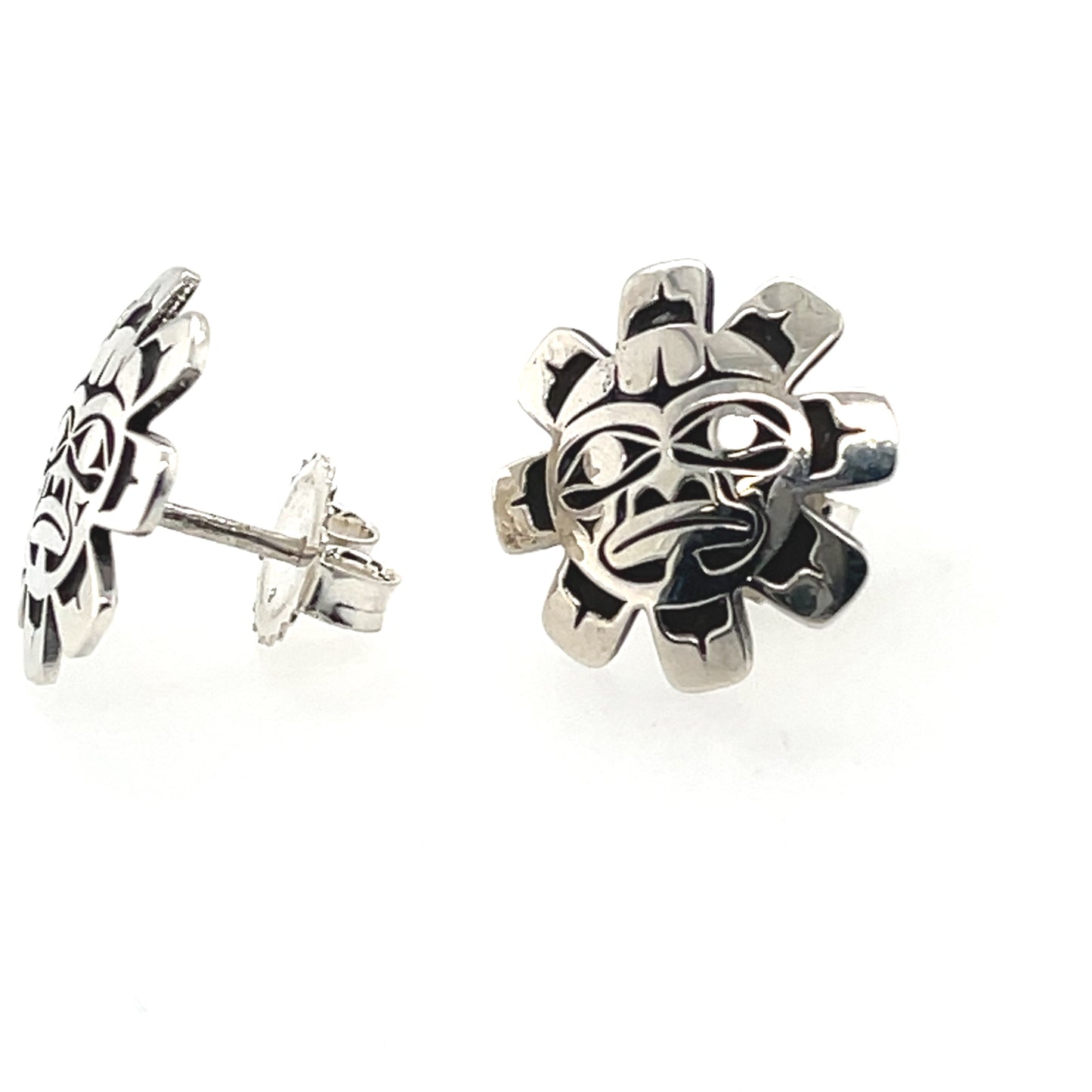 Earrings - Sterling Silver - Studs - Cutout - Sun