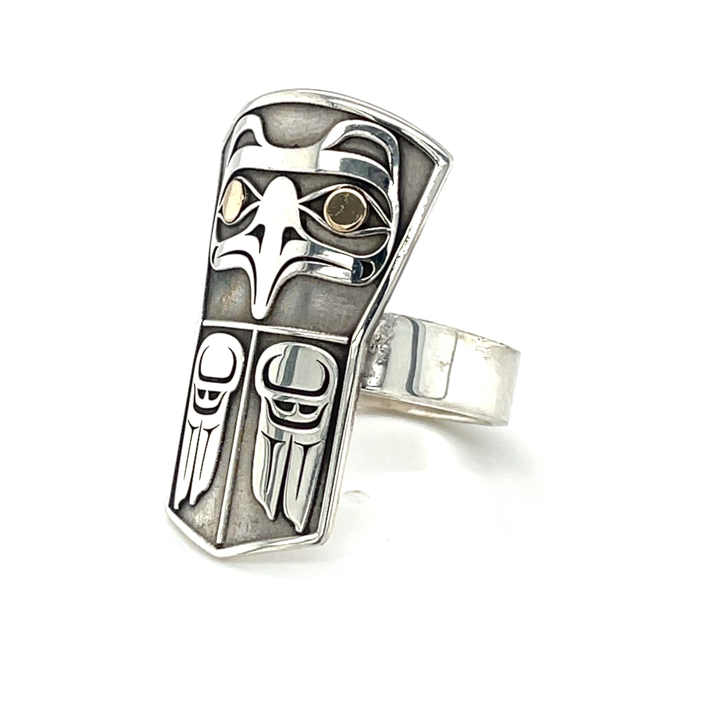 Ring - Sterling Silver & Gold - Shield - Eagle - Size 8