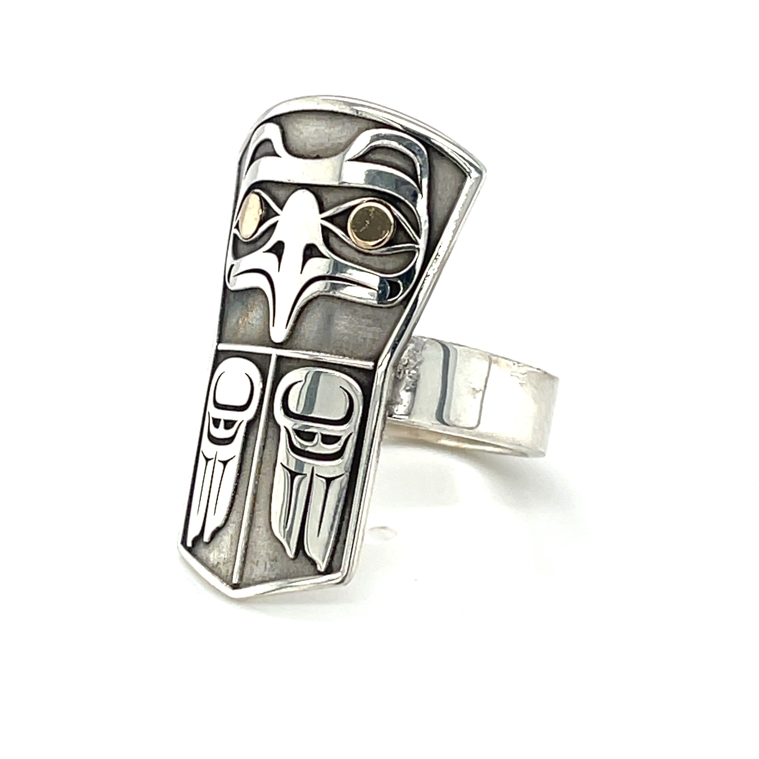 Ring - Sterling Silver &amp; Gold - Shield - Eagle - Size 8