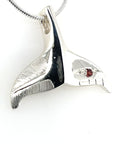 Pendant - Sterling Silver - Whale Tail - Garnet