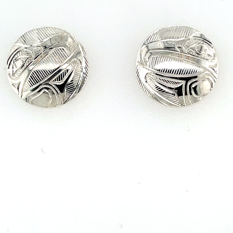 Earrings - Sterling Silver - Studs - Round - Eagle