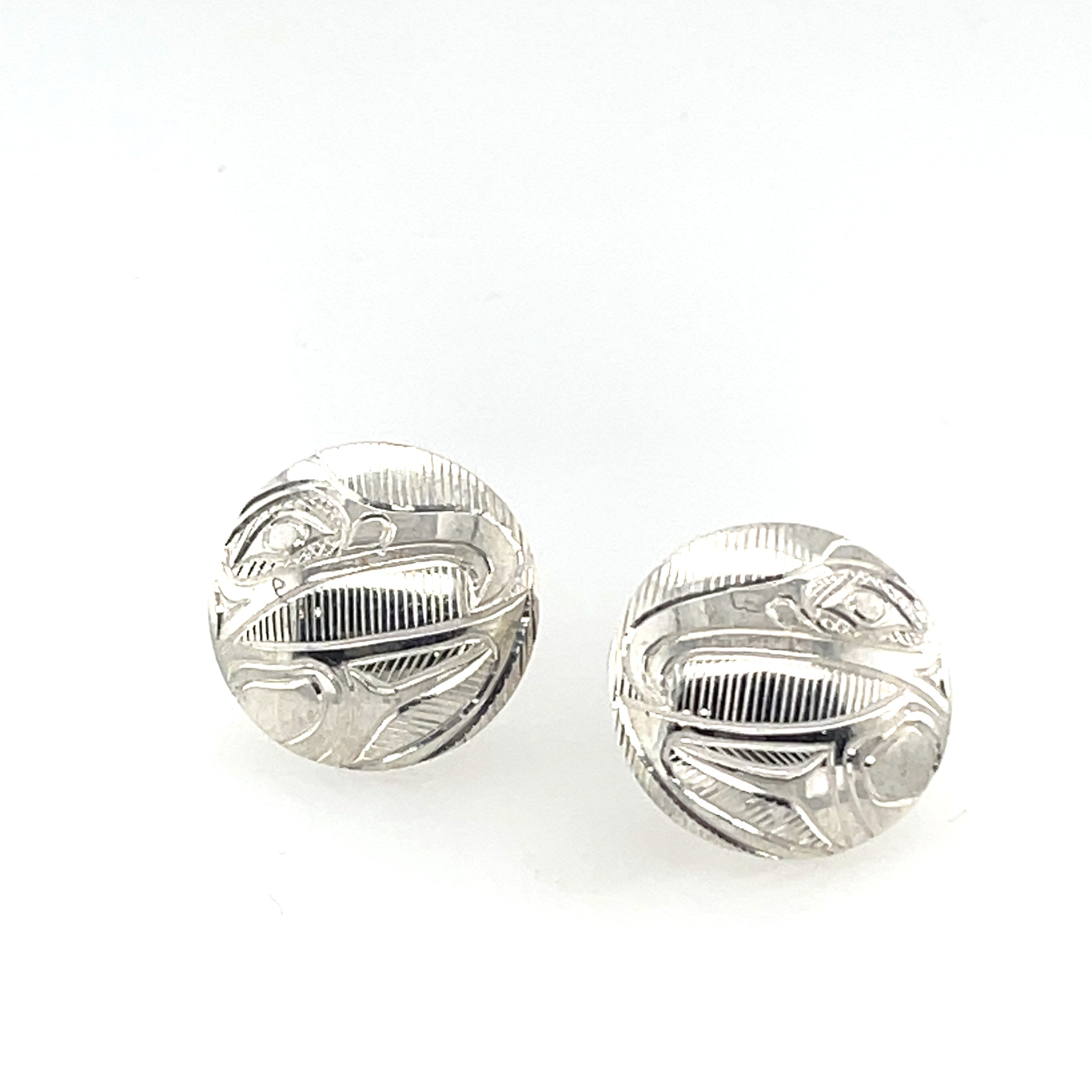 Earrings - Sterling Silver - Studs - Round - Eagle