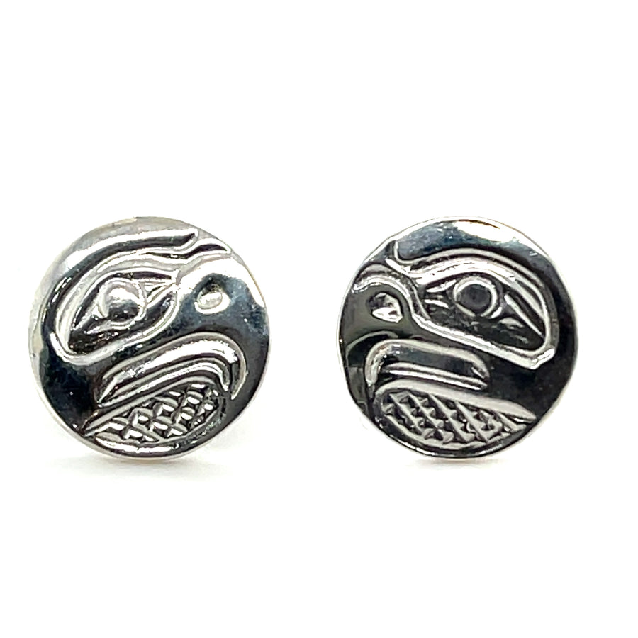 Earrings - Sterling Silver - Studs - Small - Round - Eagle