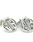 Cufflinks - Gold & Silver - Round - Raven