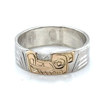 Ring - Gold and Silver - 1/4" - Wolf - Size 8