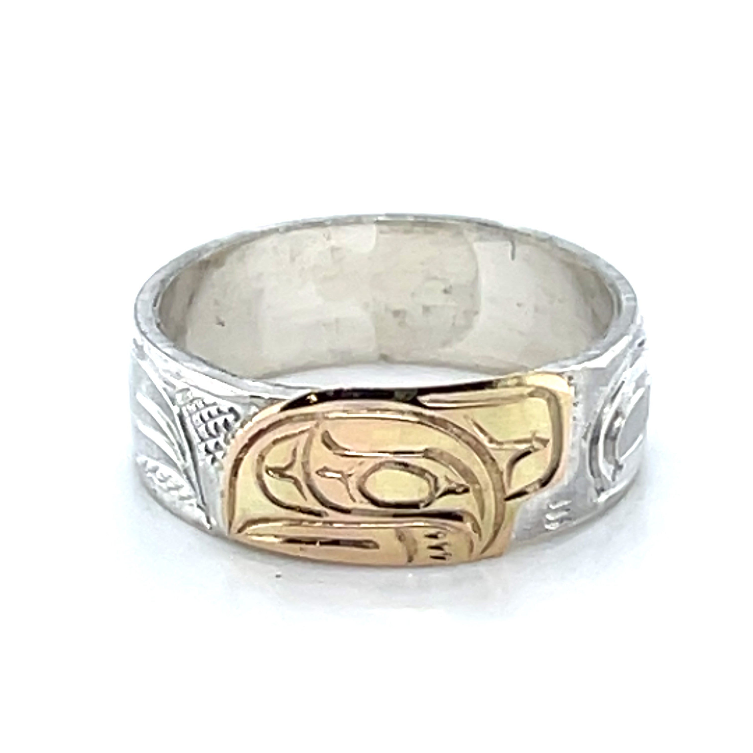 Ring - Gold and Silver - 1/4&quot; - Raven - Size 6