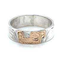 Ring - Gold and Silver - 1/4" - Wolf - Size 9.25