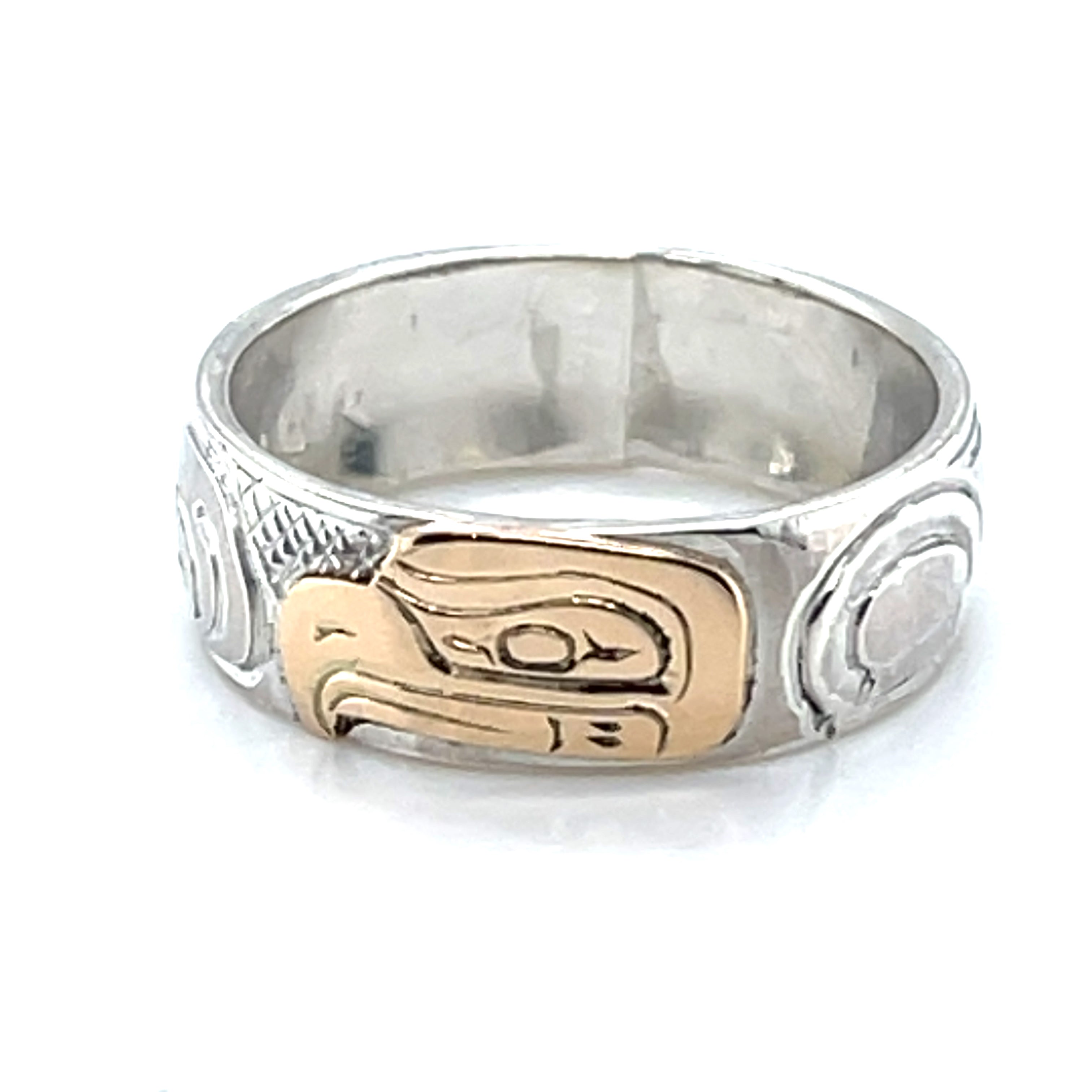 Ring - Gold and Silver - 1/4&quot; - Eagle - Size 7.25