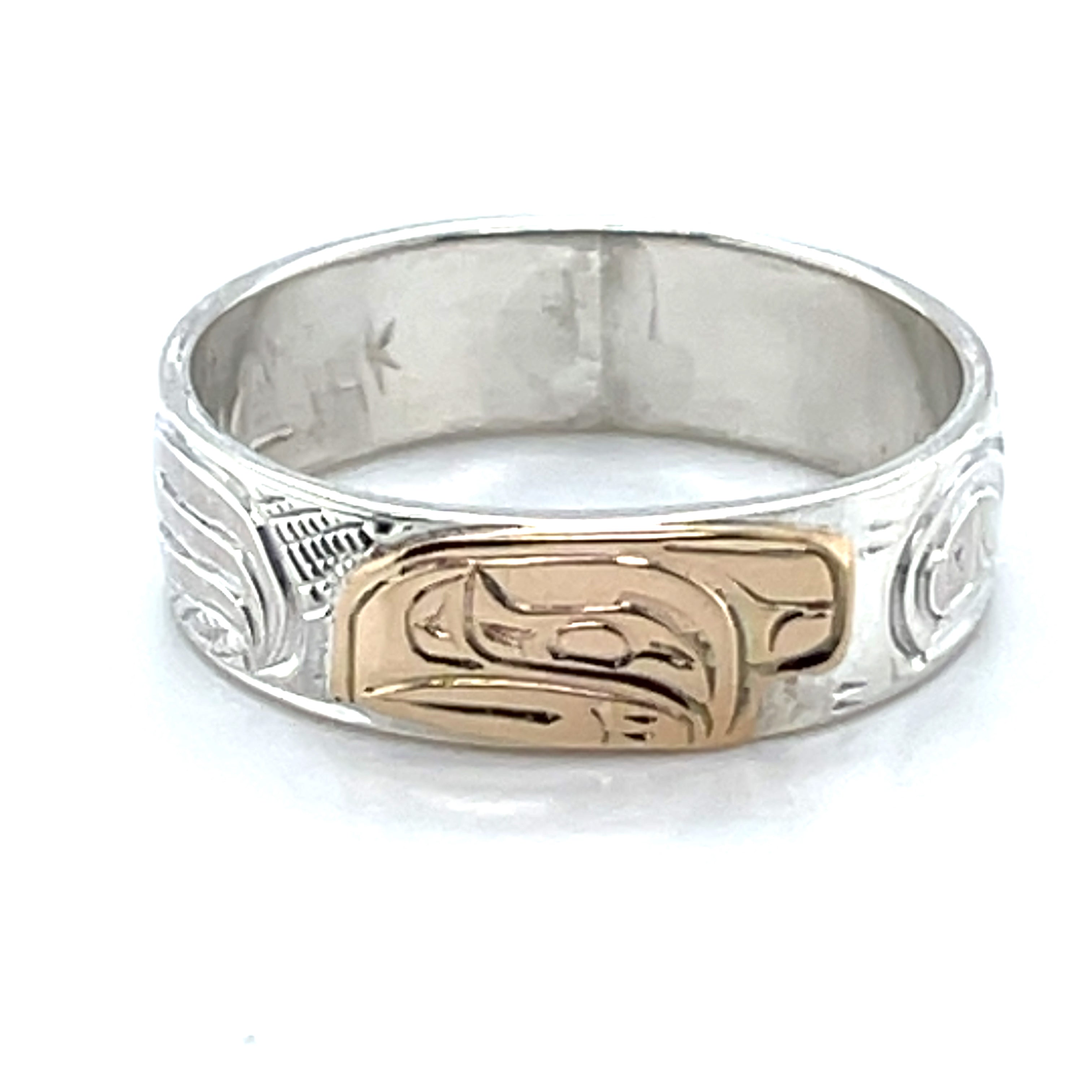 Ring - Gold and Silver - 1/4&quot; - Raven - Size 9.25