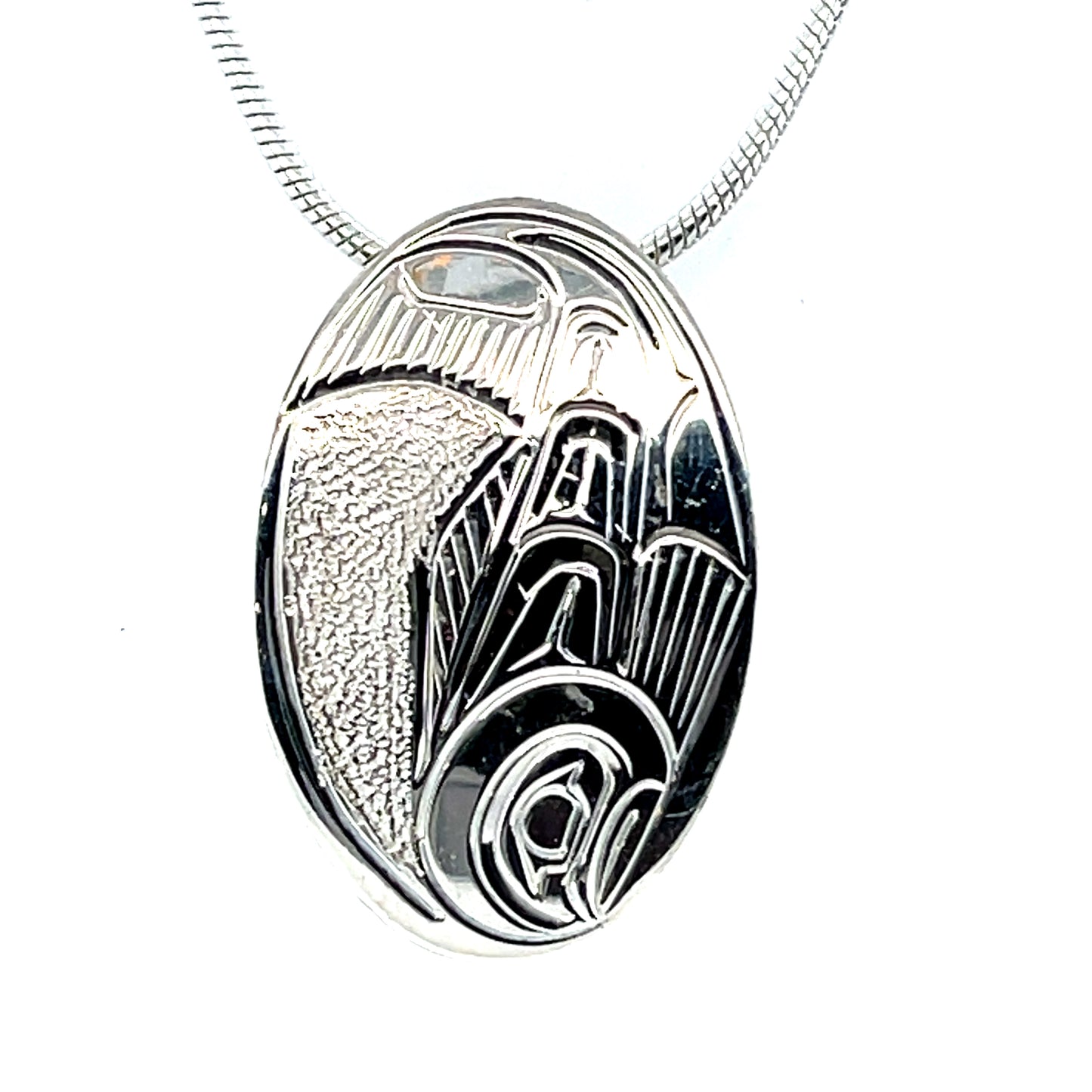 Pendant - Sterling Silver - Small - Oval - Salmon
