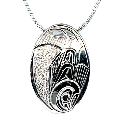 Pendant - Sterling Silver - Small - Oval - Salmon