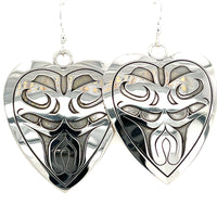 Earrings - Sterling Silver - Heart - Bears - Large